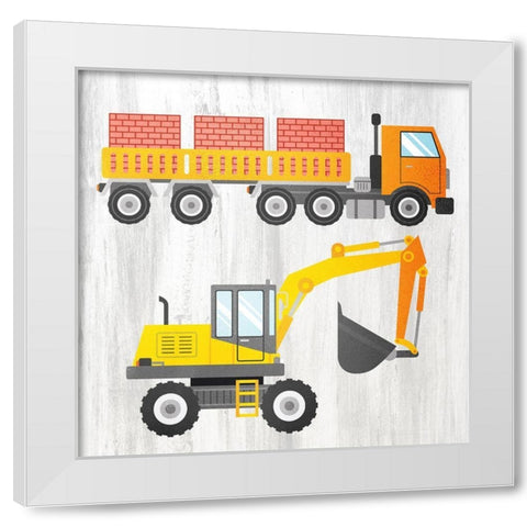 Tractor and Trucks 3 v2 White Modern Wood Framed Art Print by Kimberly, Allen