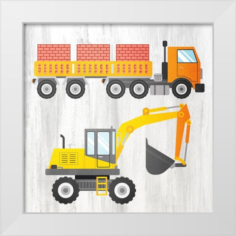 Tractor and Trucks 3 v2 White Modern Wood Framed Art Print by Kimberly, Allen