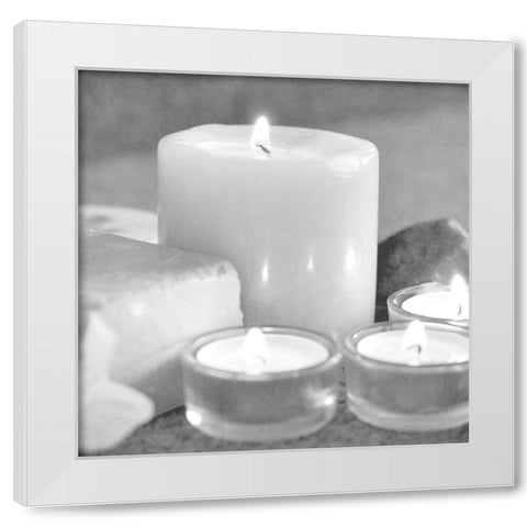 Candlelight White Modern Wood Framed Art Print by Kimberly, Allen