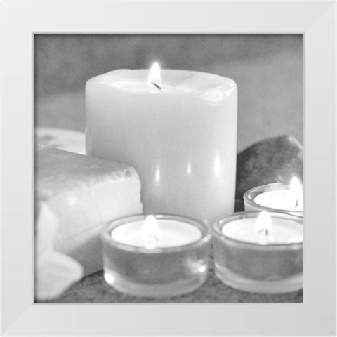 Candlelight White Modern Wood Framed Art Print by Kimberly, Allen