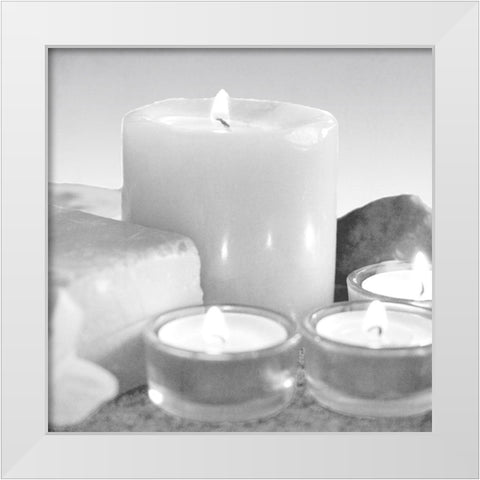 Candlelight White Modern Wood Framed Art Print by Kimberly, Allen
