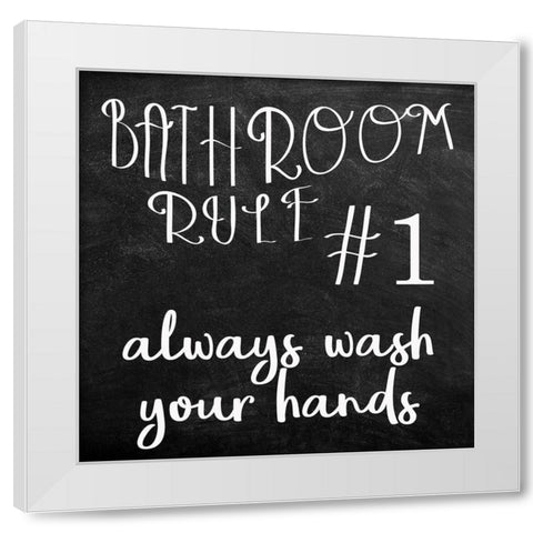 Bath Rules 1 White Modern Wood Framed Art Print by Kimberly, Allen