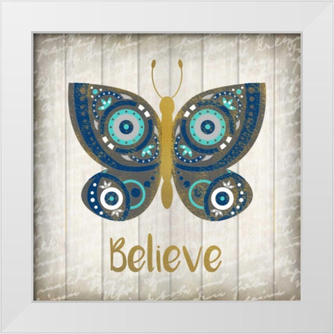 Indigo Native Believe White Modern Wood Framed Art Print by Allen, Kimberly