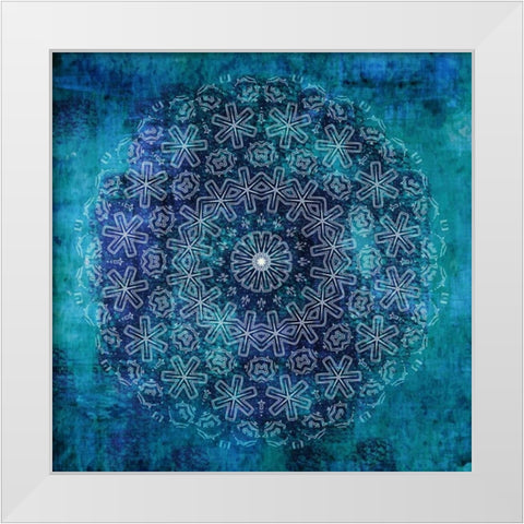 Indigo Turquoise Mandala 1 White Modern Wood Framed Art Print by Allen, Kimberly
