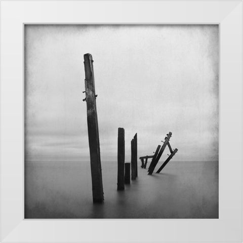 Forgotten Dock White Modern Wood Framed Art Print by Kimberly, Allen