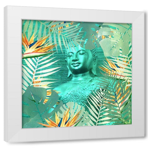 Buddha Palms White Modern Wood Framed Art Print by Kimberly, Allen