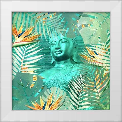 Buddha Palms White Modern Wood Framed Art Print by Kimberly, Allen