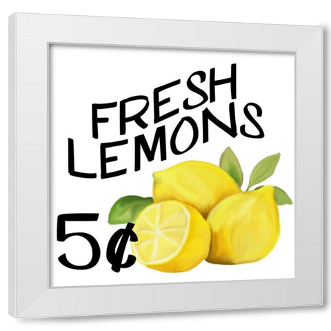 Fresh Lemons 1 White Modern Wood Framed Art Print by Kimberly, Allen