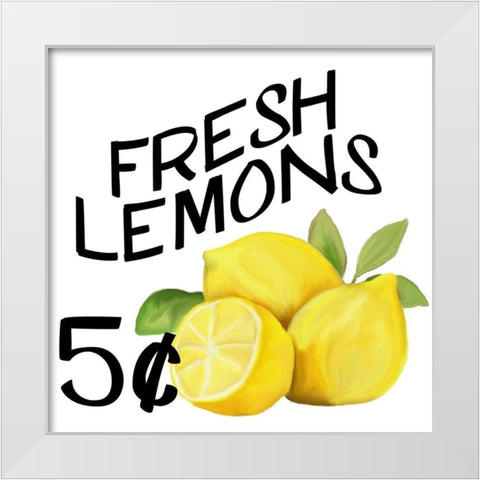 Fresh Lemons 1 White Modern Wood Framed Art Print by Kimberly, Allen