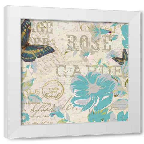 Carte Postal Floral 3 White Modern Wood Framed Art Print by Allen, Kimberly