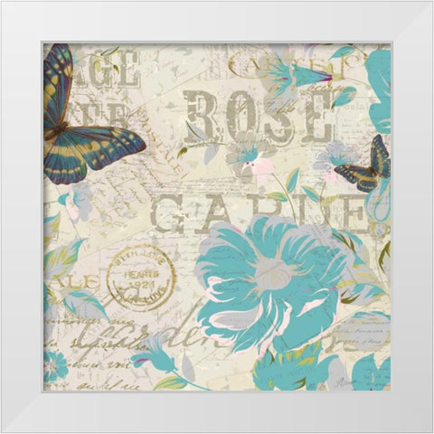 Carte Postal Floral 3 White Modern Wood Framed Art Print by Allen, Kimberly