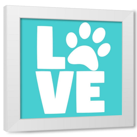 Love Paw Blue White Modern Wood Framed Art Print by Allen, Kimberly