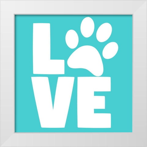 Love Paw Blue White Modern Wood Framed Art Print by Allen, Kimberly