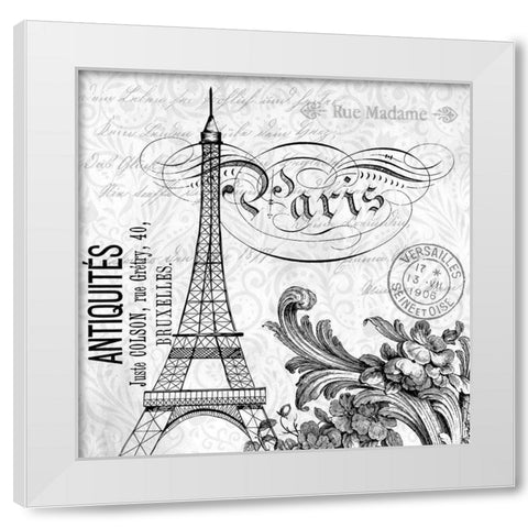 Paris Vintage 1 White Modern Wood Framed Art Print by Allen, Kimberly