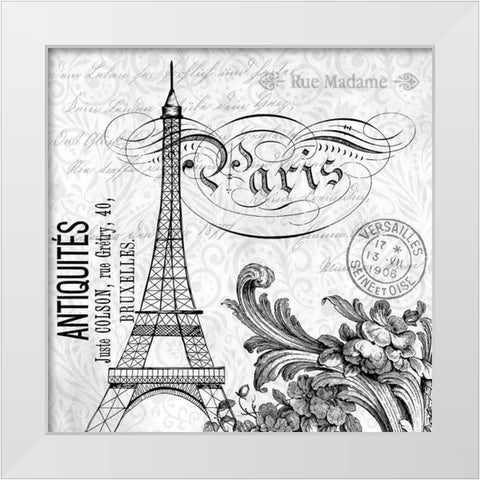 Paris Vintage 1 White Modern Wood Framed Art Print by Allen, Kimberly