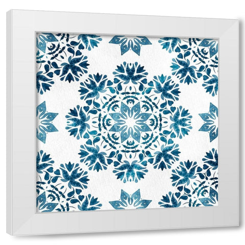 Blue Hue Tile 3 White Modern Wood Framed Art Print by Allen, Kimberly