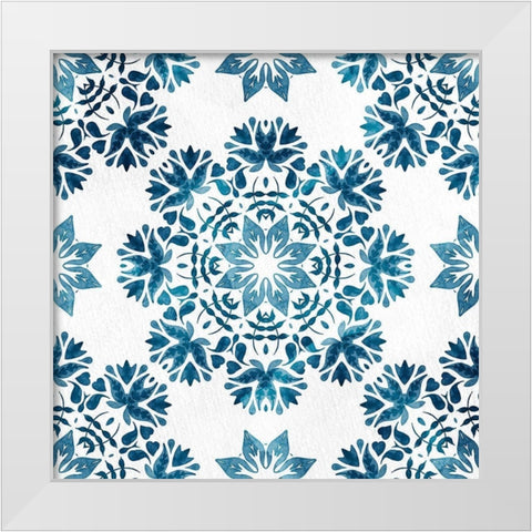 Blue Hue Tile 3 White Modern Wood Framed Art Print by Allen, Kimberly