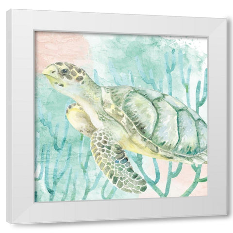 Sea Turtle Swim White Modern Wood Framed Art Print by Allen, Kimberly