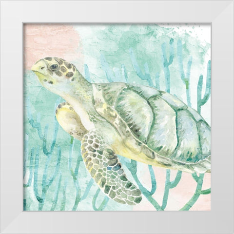 Sea Turtle Swim White Modern Wood Framed Art Print by Allen, Kimberly