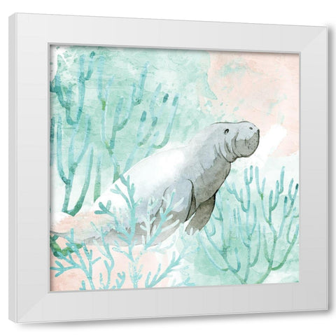 Manatee Swim White Modern Wood Framed Art Print by Allen, Kimberly
