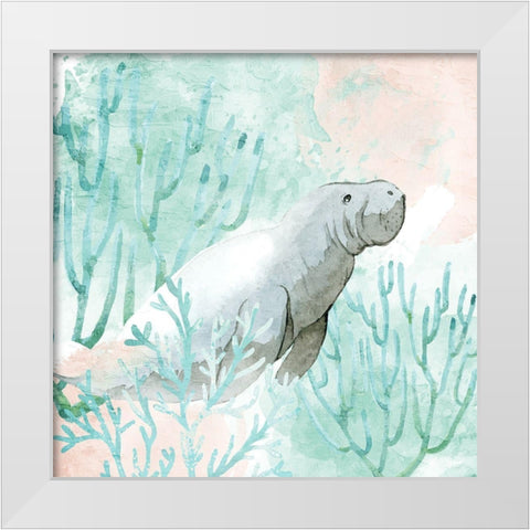 Manatee Swim White Modern Wood Framed Art Print by Allen, Kimberly