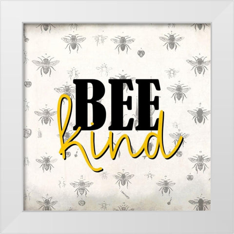 Bee Kind White Modern Wood Framed Art Print by Allen, Kimberly