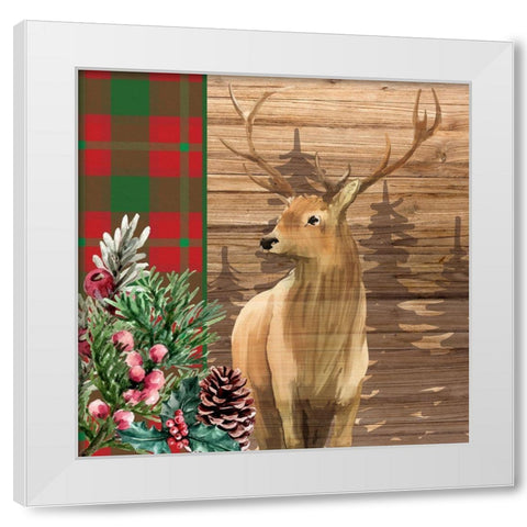 Woodland Christmas Square 1 White Modern Wood Framed Art Print by Allen, Kimberly