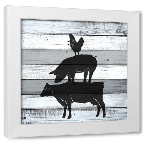 Moo Oink White Modern Wood Framed Art Print by Allen, Kimberly