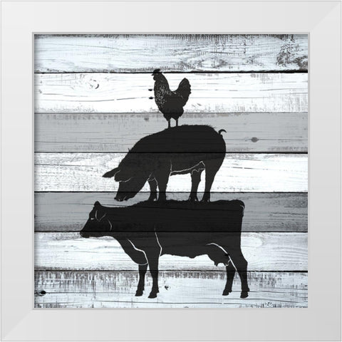 Moo Oink White Modern Wood Framed Art Print by Allen, Kimberly