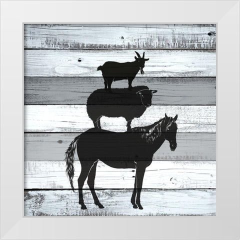Neigh Baa White Modern Wood Framed Art Print by Allen, Kimberly