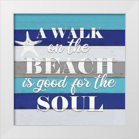 A Walk on the Beach White Modern Wood Framed Art Print by Allen, Kimberly