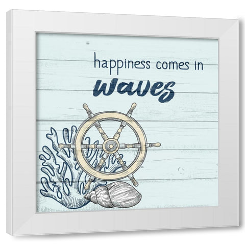 Happiness Comes in Waves White Modern Wood Framed Art Print by Allen, Kimberly