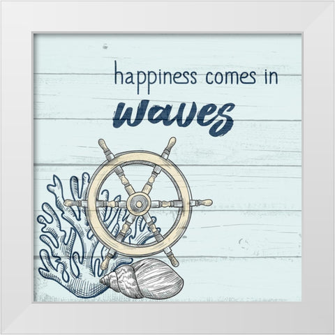 Happiness Comes in Waves White Modern Wood Framed Art Print by Allen, Kimberly