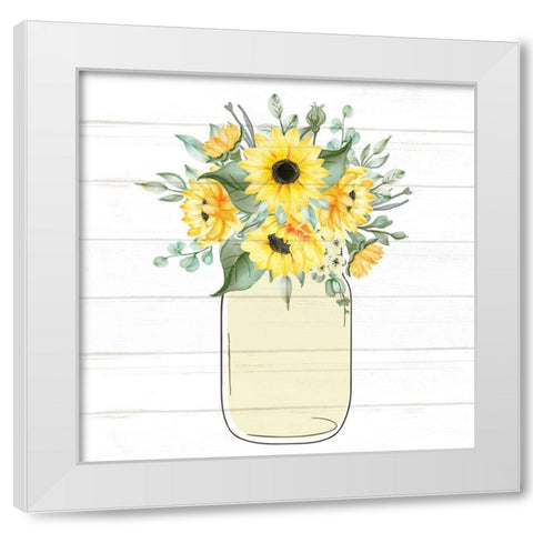 Mason Jar Floral 12 White Modern Wood Framed Art Print by Allen, Kimberly