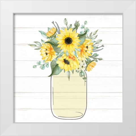 Mason Jar Floral 12 White Modern Wood Framed Art Print by Allen, Kimberly