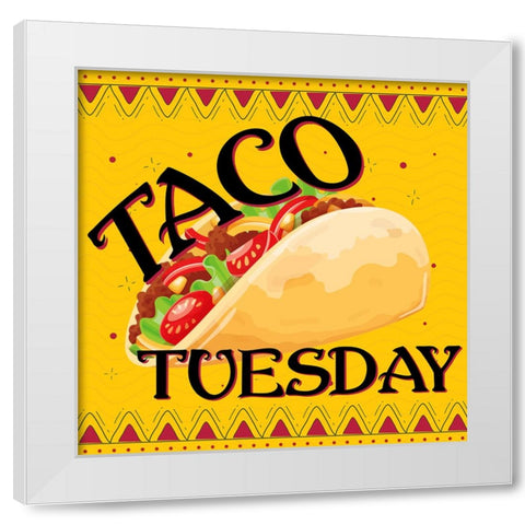 Taco Tuesday White Modern Wood Framed Art Print by Allen, Kimberly