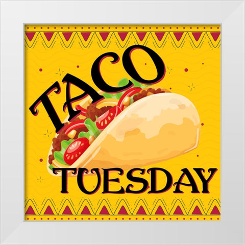 Taco Tuesday White Modern Wood Framed Art Print by Allen, Kimberly