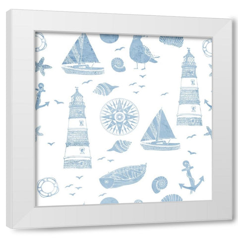Lighthouse Coast  Pattern White Modern Wood Framed Art Print by Allen, Kimberly