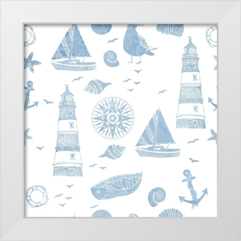 Lighthouse Coast  Pattern White Modern Wood Framed Art Print by Allen, Kimberly