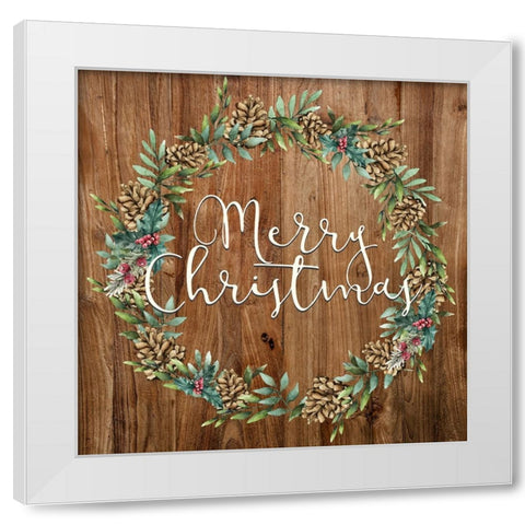 Wreath Christmas White Modern Wood Framed Art Print by Allen, Kimberly