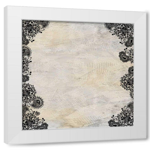 Sunflowers and Paisleys White Modern Wood Framed Art Print by Allen, Kimberly