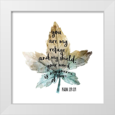 Psalm Leaf 1 White Modern Wood Framed Art Print by Kimberly, Allen
