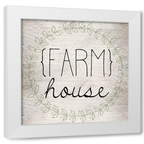 Farm House Square White Modern Wood Framed Art Print by Kimberly, Allen