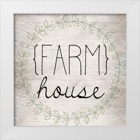 Farm House Square White Modern Wood Framed Art Print by Kimberly, Allen