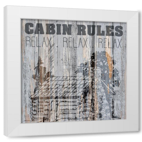 Cabin Rules 1 White Modern Wood Framed Art Print by Kimberly, Allen