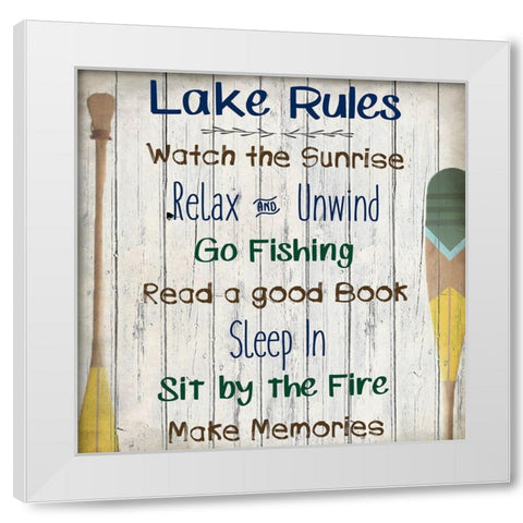 Lake Rules White Modern Wood Framed Art Print by Kimberly, Allen