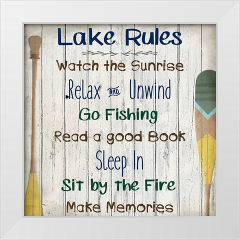Lake Rules White Modern Wood Framed Art Print by Kimberly, Allen