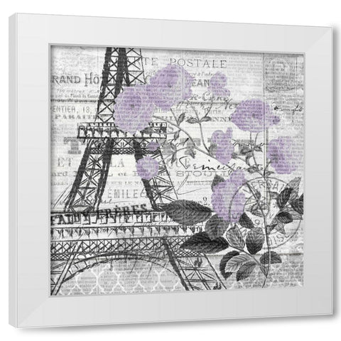 Paris Script Purple 1 White Modern Wood Framed Art Print by Kimberly, Allen
