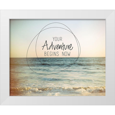 Adventure Begins Now White Modern Wood Framed Art Print by Louise, Gigi