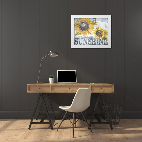 Sunshine Sunflower White Modern Wood Framed Art Print by Louise, Gigi
